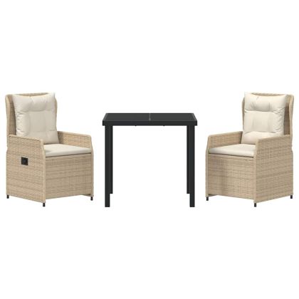 Комплект за хранене в градината 3 pcs Бежово полиратан