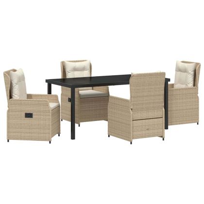 Комплект за хранене в градината 5 pcs Бежово полиратан