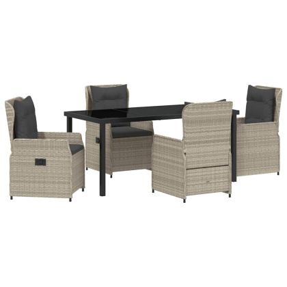 Комплект за хранене в градината 5 pcs Светлосиво полиратан