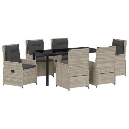 Комплект за хранене в градината 7 pcs Светлосиво полиратан