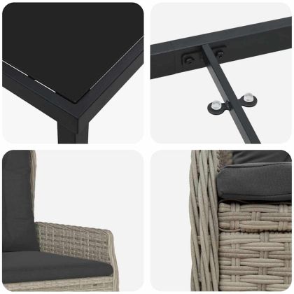 Комплект за хранене в градината 7 pcs Светлосиво полиратан