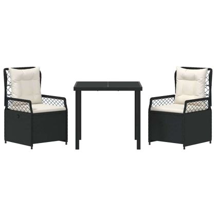 Комплект за хранене в градината 3 pcs Черно полиратан