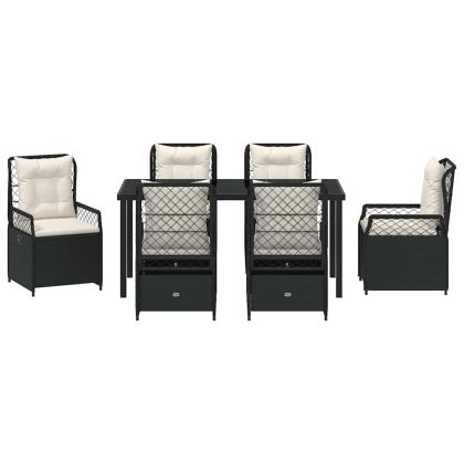 Комплект за хранене в градината 7 pcs Черно полиратан