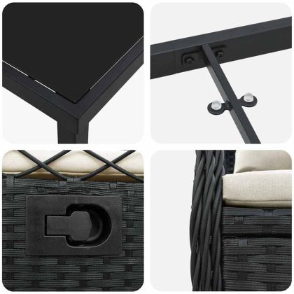 Комплект за хранене в градината 7 pcs Черно полиратан