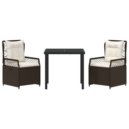 Комплект за хранене в градината 3 pcs Кафяво полиратан