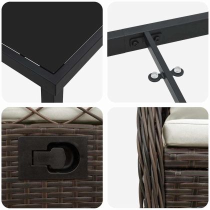 Комплект за хранене в градината 5 pcs Кафяво полиратан