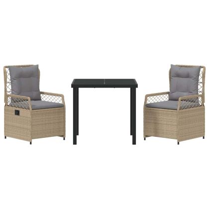 Комплект за хранене в градината 3 pcs Бежово полиратан