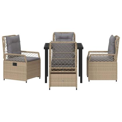 Комплект за хранене в градината 5 pcs Бежово полиратан