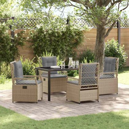 Комплект за хранене в градината 5 pcs Бежово полиратан