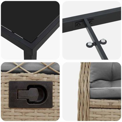 Комплект за хранене в градината 5 pcs Бежово полиратан