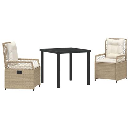 Комплект за хранене в градината 3 pcs Бежово полиратан