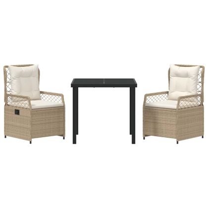 Комплект за хранене в градината 3 pcs Бежово полиратан