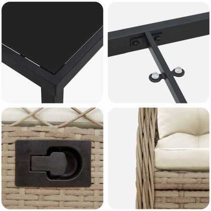 Комплект за хранене в градината 3 pcs Бежово полиратан