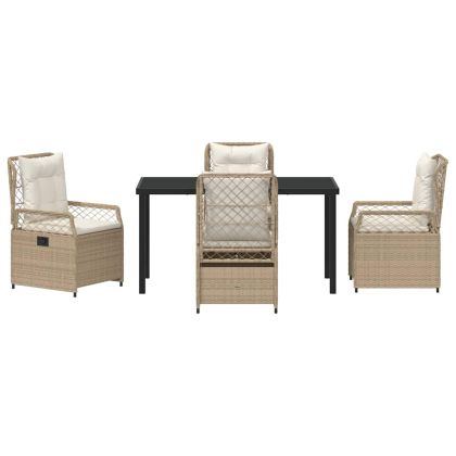 Комплект за хранене в градината 5 pcs Бежово полиратан