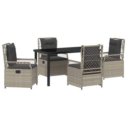 Комплект за хранене в градината 5 pcs Светлосиво полиратан