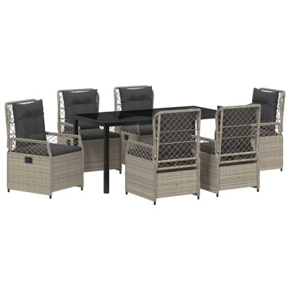 Комплект за хранене в градината 7 pcs Светлосиво полиратан