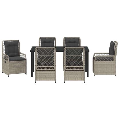 Комплект за хранене в градината 7 pcs Светлосиво полиратан