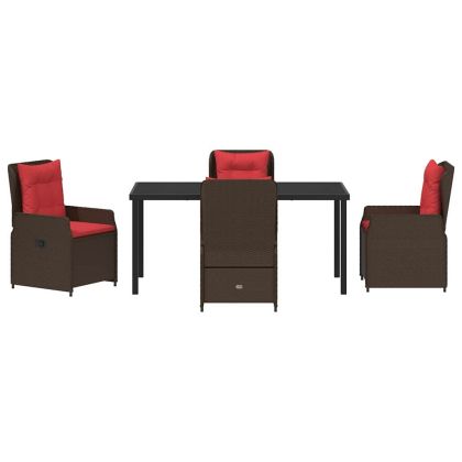 Комплект за хранене в градината 5 pcs Кафяво Полиратан