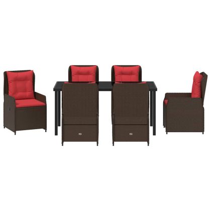 Комплект за хранене в градината 7 pcs Кафяво Полиратан