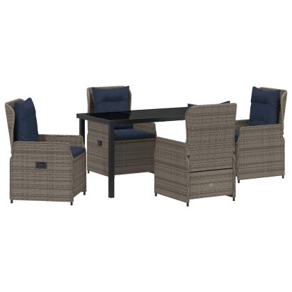 Комплект за хранене в градината 5 pcs Сив Полиратан