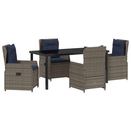 Комплект за хранене в градината 5 pcs Сив Полиратан