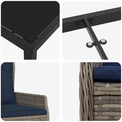 Комплект за хранене в градината 5 pcs Сив Полиратан