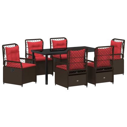 Комплект за хранене в градината 7 pcs Кафяво полиратан