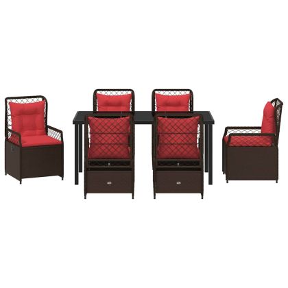 Комплект за хранене в градината 7 pcs Кафяво полиратан