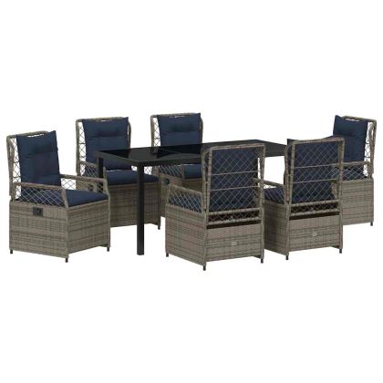 Комплект за хранене в градината 7 pcs Сив полиратан