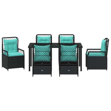 Комплект за хранене в градината 7 pcs Черно полиратан