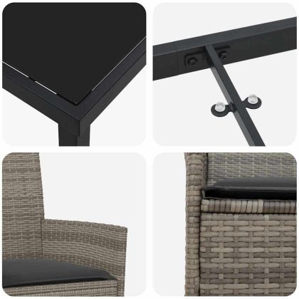 Комплект за хранене в градината 5 pcs Сив полиратан