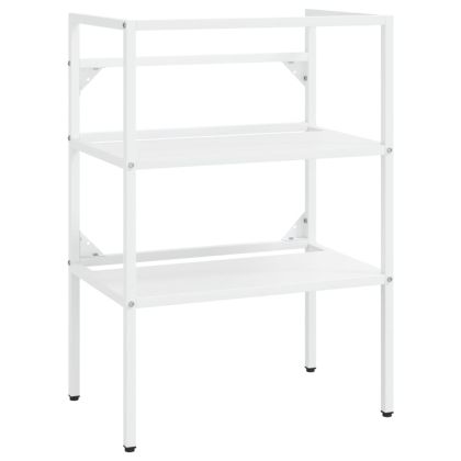 Рамка за мивка за баня, бяла, 59x38x83 см, желязо