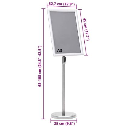 Стойки за плакати 2 pcs Сребрист 45 x 33 x 88 см