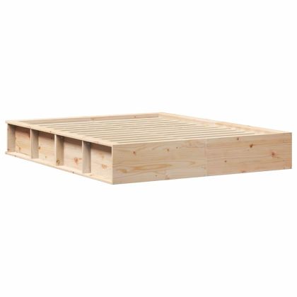 Рамка за легло Кафяво 150 x 200 cm Солидно борово дърво