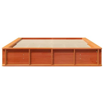 Рамка за легло Кафяво с восъчно покритие 150 x 200 cm