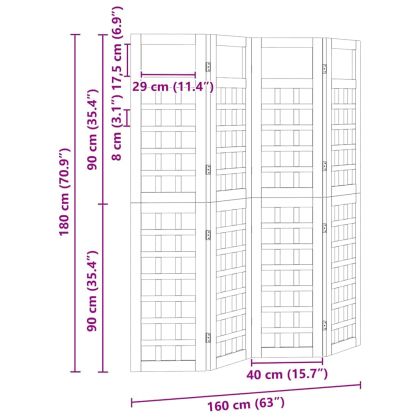 Параван за уединение 4 pcs Кафяво 160 x 180 cm