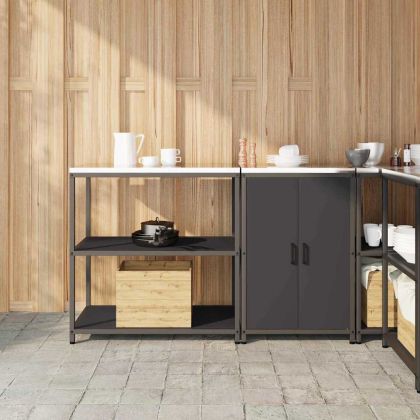 Комплект за кухненско съхранение с рафт с врата 2 pcs Черно