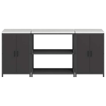 Комплект за кухненско съхранение с рафт с врата 3 pcs Черно