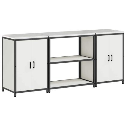 Комплект за кухненско съхранение с рафт с врата 3 pcs Бяло