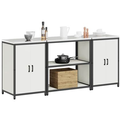 Комплект за кухненско съхранение с рафт с врата 3 pcs Бяло