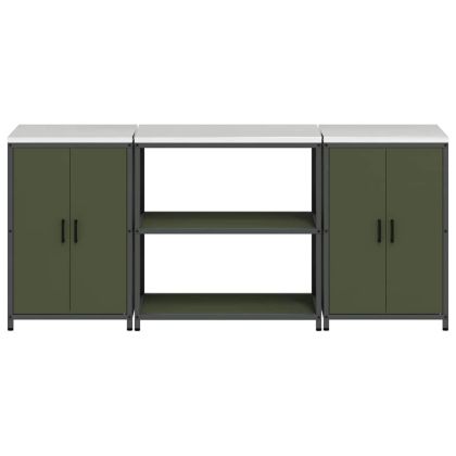 Комплект за кухненско съхранение с рафт 3 pcs Маслинено зелено