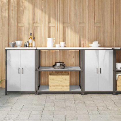 Комплект за кухненско съхранение с рафт с врата 3 pcs Сребрист