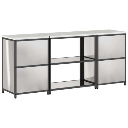 Комплект за кухненско съхранение с рафт с врата 3 pcs Сребрист