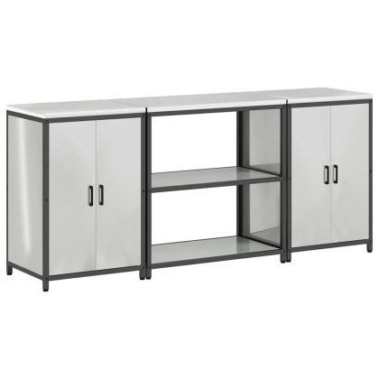 Комплект за кухненско съхранение с рафт с врата 3 pcs Сребрист