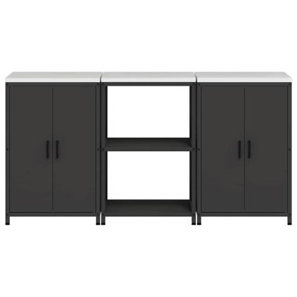 Комплект за кухненско съхранение с рафт с врата 3 pcs Черно