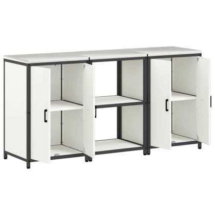 Комплект за кухненско съхранение с рафт 3 pcs Бяло Стомана