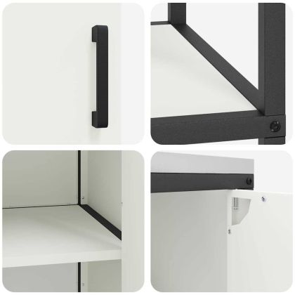 Комплект за кухненско съхранение с рафт 3 pcs Бяло Стомана