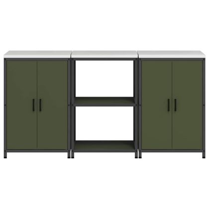 Комплект за кухненско съхранение 3 pcs Маслинено зелено Стомана