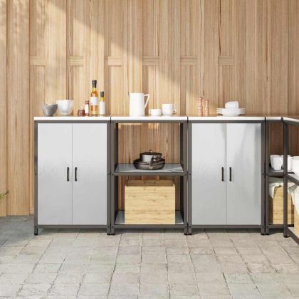 Комплект за кухненско съхранение с рафт 3 pcs Сребрист Стомана