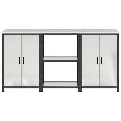 Комплект за кухненско съхранение с рафт с врата 3 pcs Сребрист